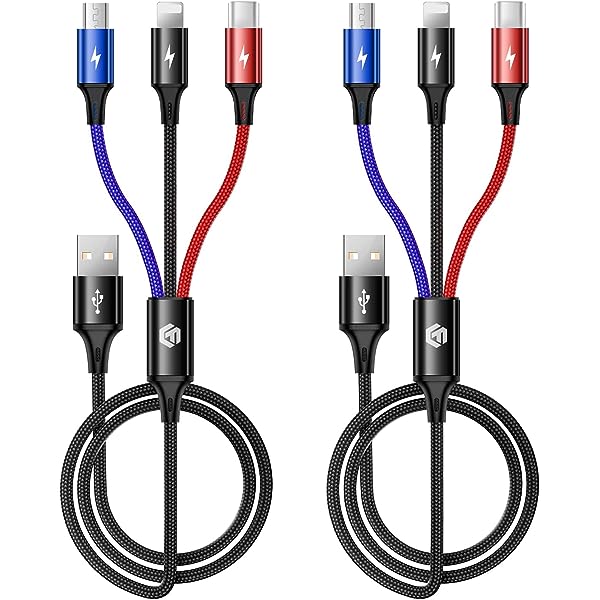 Multi Charging Cable, 6ft 2Pack Multi Charger Cable Braided Multiple USB Cable