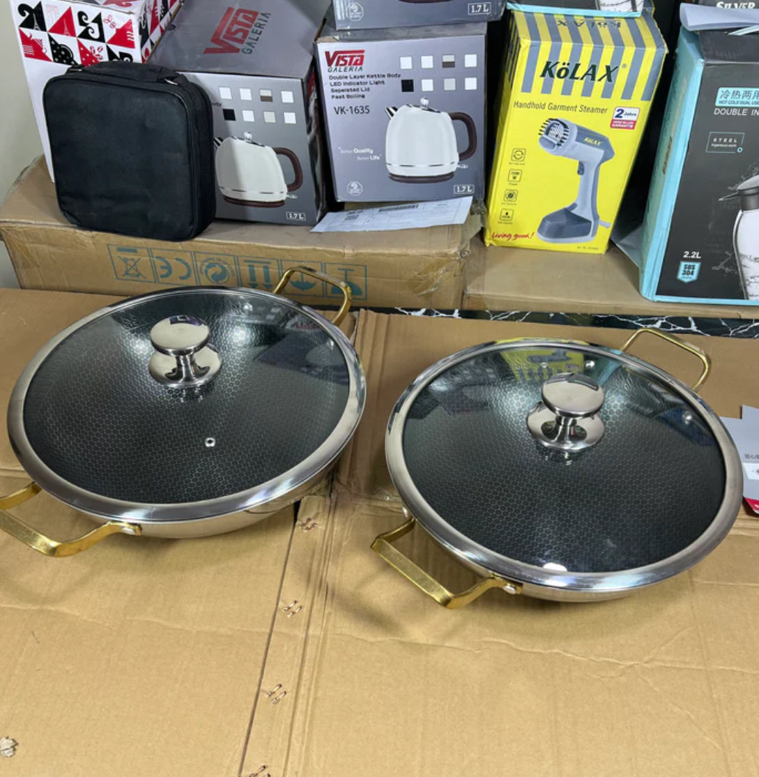 Honey comb Laser coated Deep Frypan—Stock pot