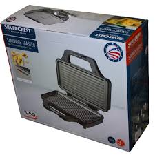 SilverCrest Sandwich Toaster German Technology Large Size Aluminum Plates 900 W