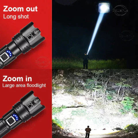 1-KM High Power Torch FlashLight With Hammer Cutter & PowerBank