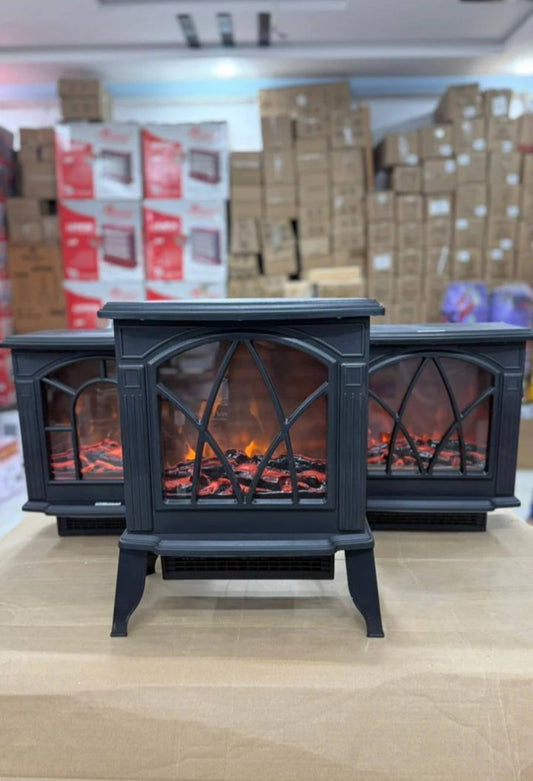NBC007BK Modern Black LED Electric Fireplace Heater – 9500 BTU, Adjustable Thermostat & Safety Features
