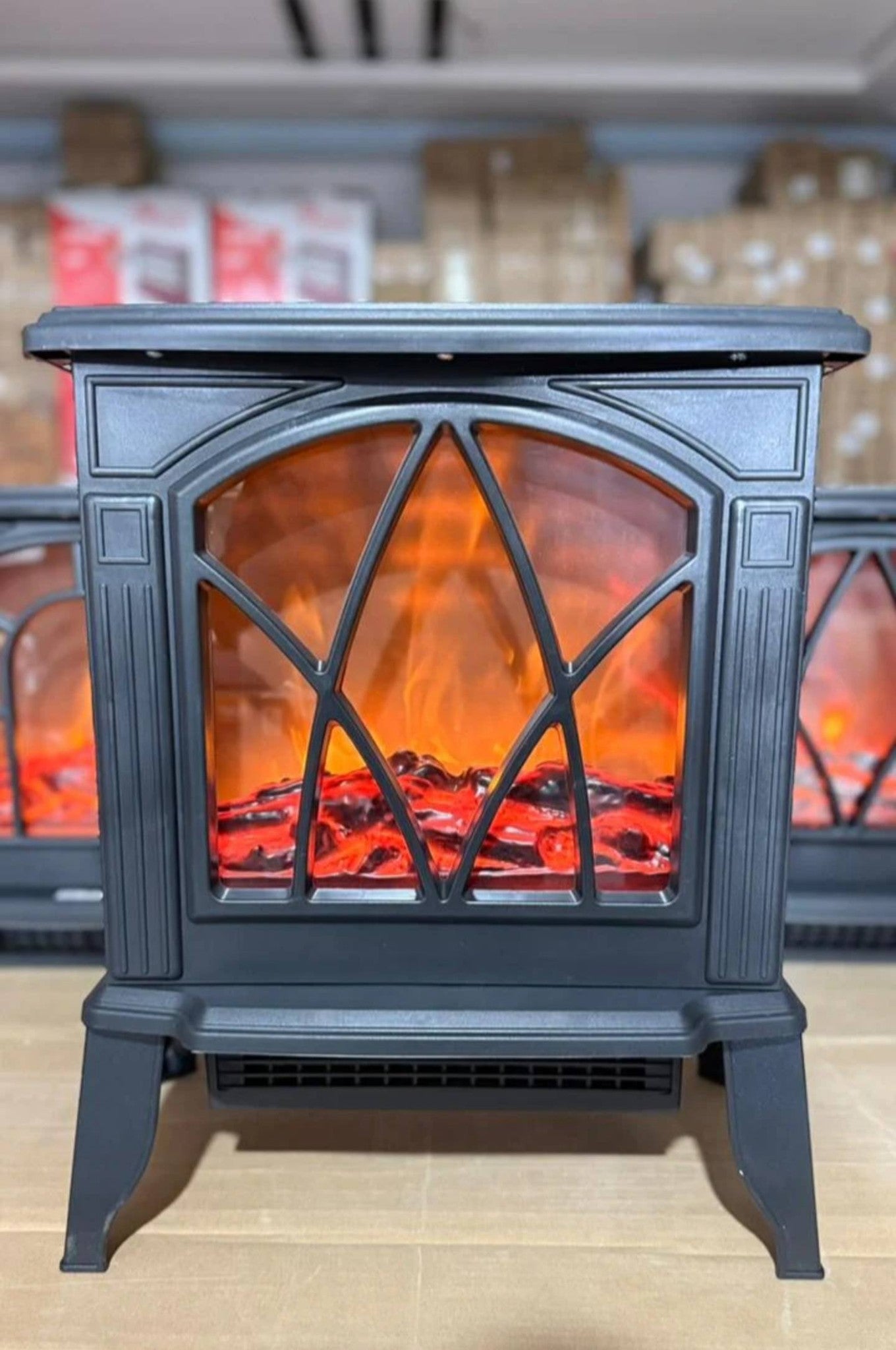NBC007BK Modern Black LED Electric Fireplace Heater – 9500 BTU, Adjustable Thermostat & Safety Features