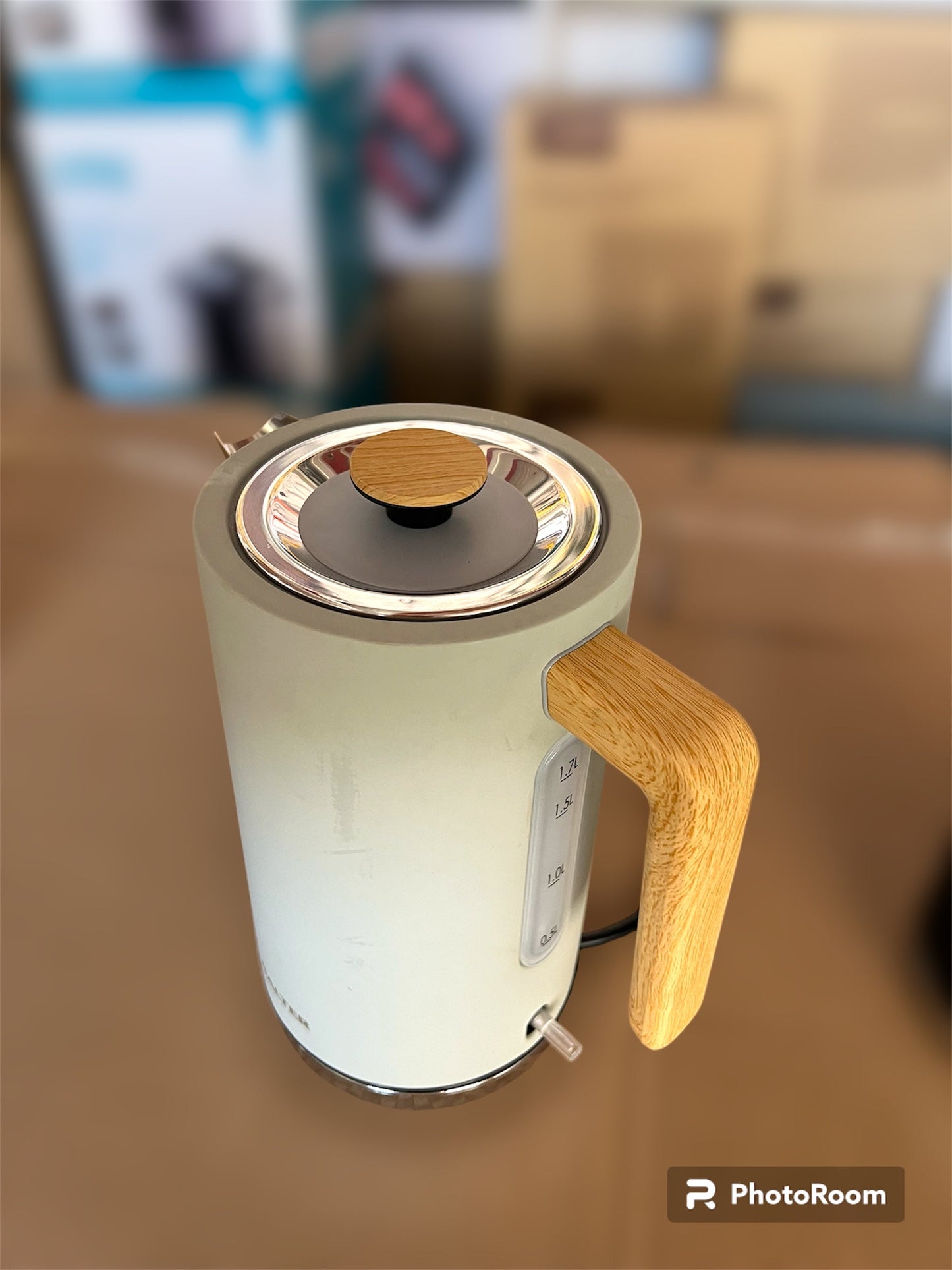 Original Salter 1.7Litre Electric Kettle Wooden LED & Handle