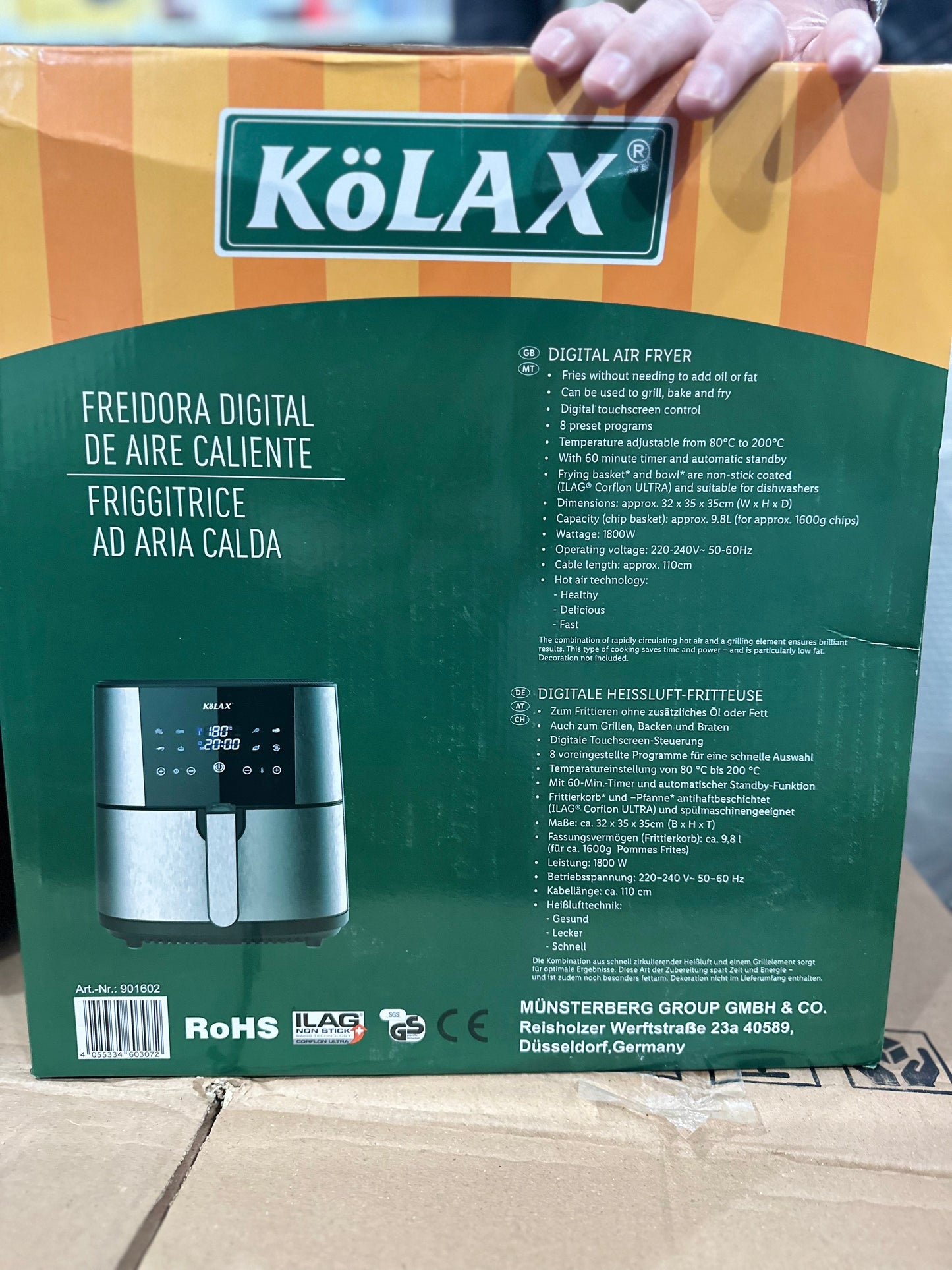 German Imported Kolax Air Fryer 9.8L