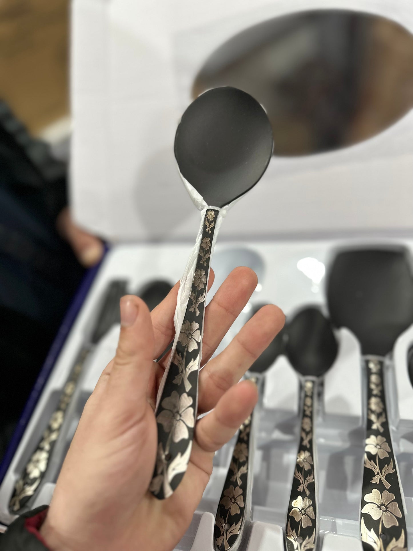 German Imported 52 Pcs MATTE BLACK CUTLERY SET