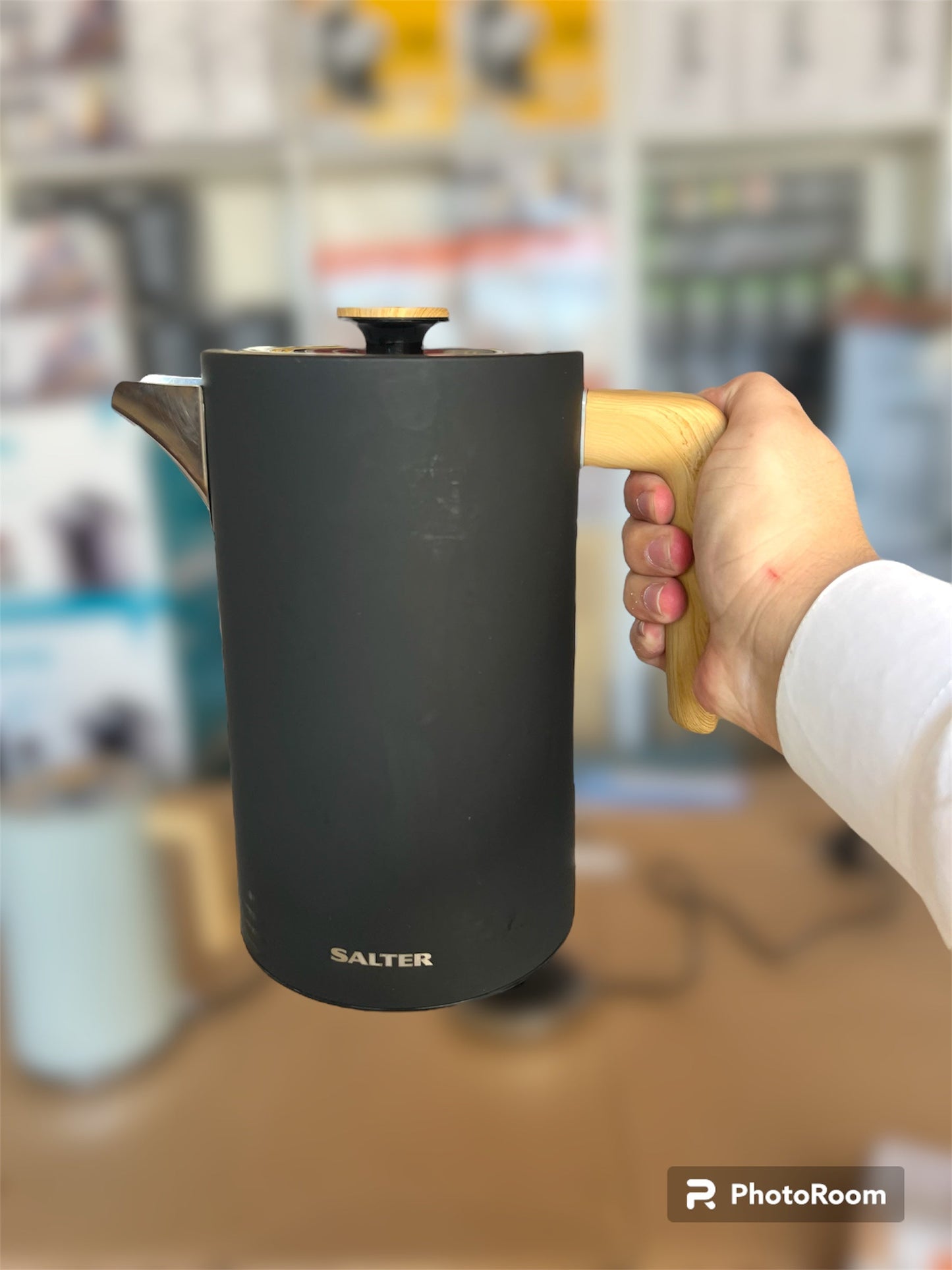 Original Salter 1.7Litre Electric Kettle Wooden LED & Handle