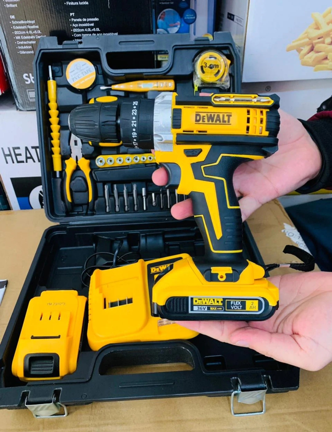 Lot imported DeWalt 36v drill machine with toolkit set