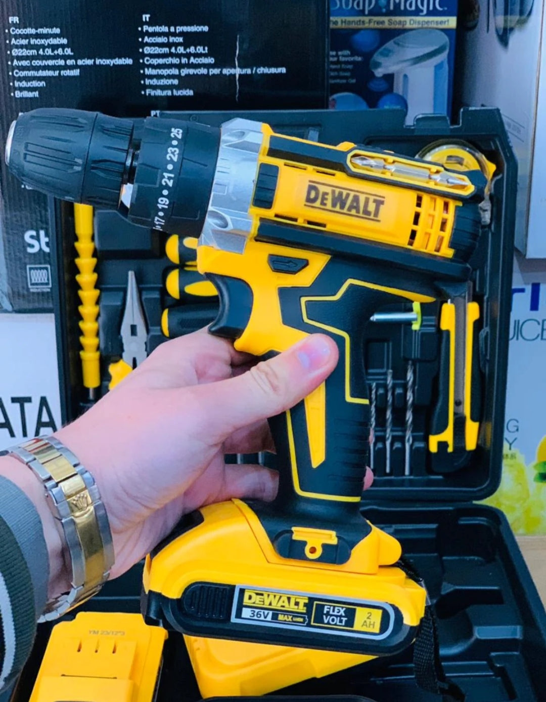 Lot imported DeWalt 36v drill machine with toolkit set