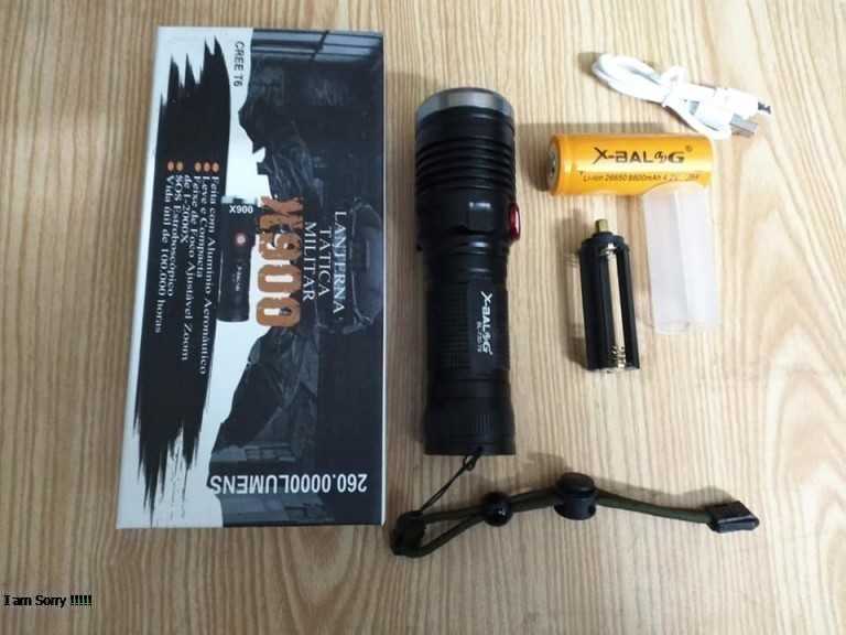 X 900 USB Rechargeable torch Powerful LED Flashlight Waterproof 5 Modes Zoom able | Russian Imported